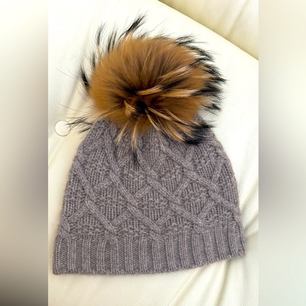 Max & Moi Cashmere + Fur Beanie